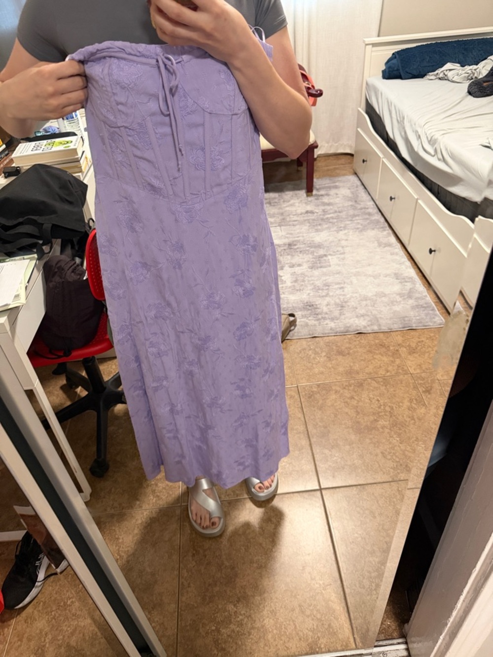 Stellah Lilac Strapless Embroidered Gown